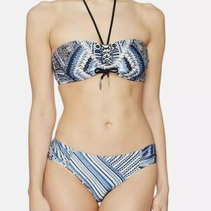 Seafolly Blue and White Strapless Bikini